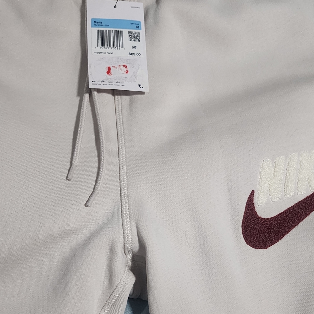 Nike Kids White Sweatpants with Red Logo